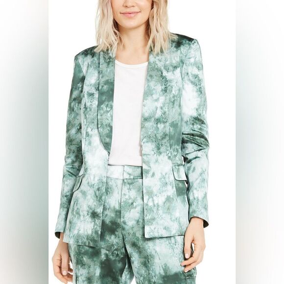 INC green and white tie-dye satin blazer size small - Picture 1 of 4